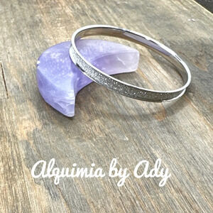 Silver statement tennis bangle bracelet